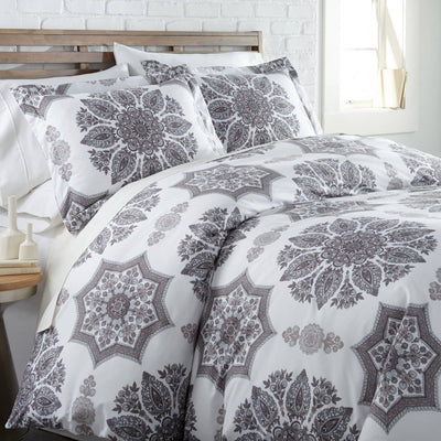 Infinity Reversible Duvet Cover and Sham Set in Grey#color_infinity-grey