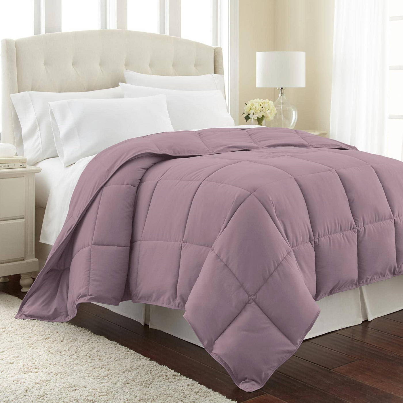 Side View of Vilano Down Alternative Comforter in Lavender#color_vilano-lavender