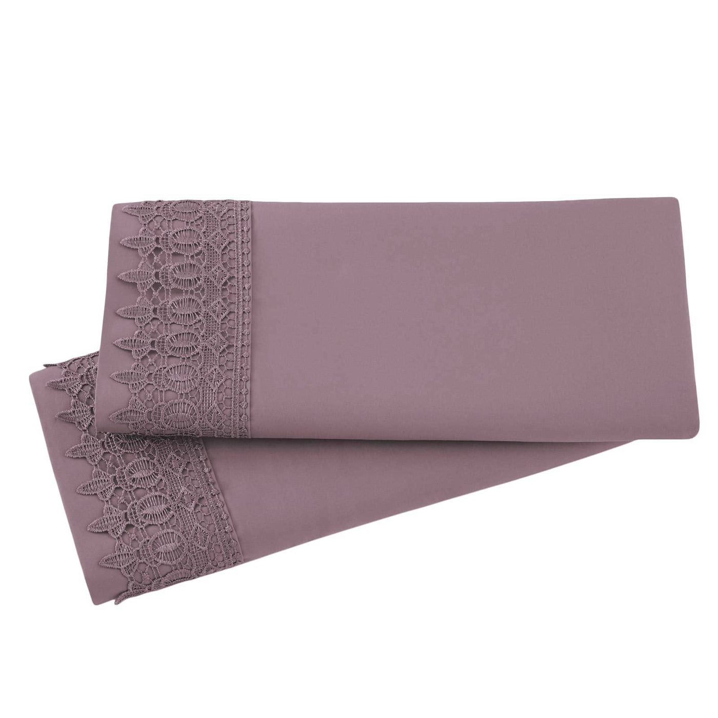 Vilano Lace Hem Pillow Case in Lavender Stack Together#color_vilano-lavender