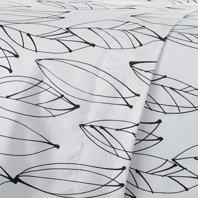 Details and Print Pattern of Modern Foliage Sheet Set in White and Black#color_modern-foliage-white-and-black