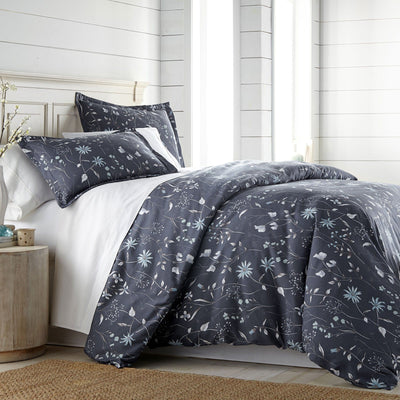Side View of Secret Meadow Comforter Set in Blue #color_secret-meadow-blue