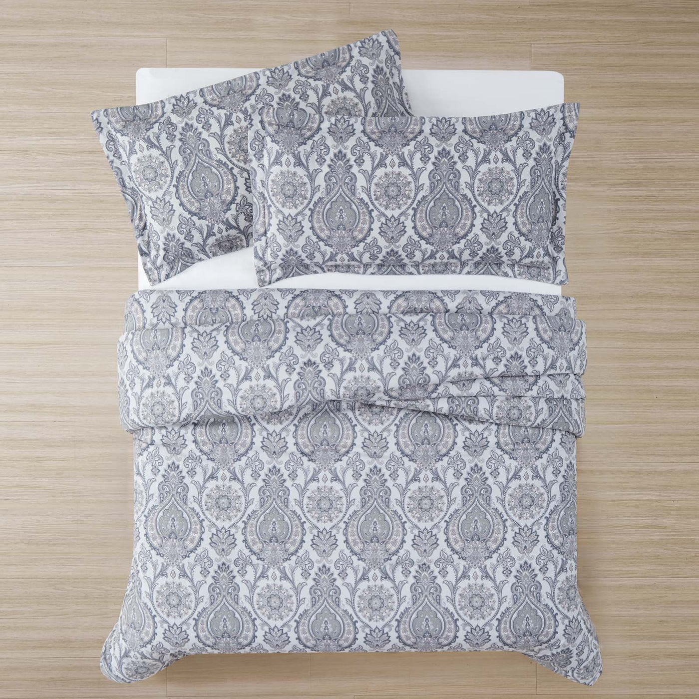 Boho Paisley Reversible Comforter Set in Grey#color_boho-paisley-grey