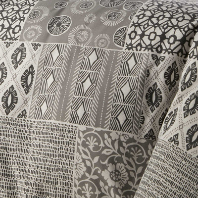 Global Patchwork DuvetDetails and Print Pattern of Global Patchwork Duvet Cover Set in Grey#color_patchwork-grey