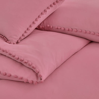 Details of Pom-Pom Duvet Cover Set in Rose#color_rose
