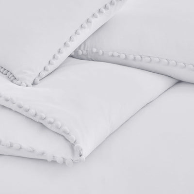 Details of Pom-Pom Duvet Cover Set in Bright White#color_bright-white