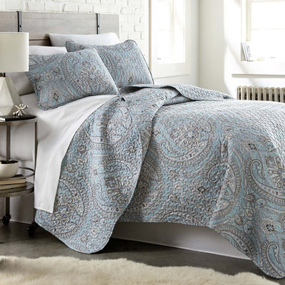Side View of Pure Melody Quilt Set in Aqua#color_pure-melody-aqua
