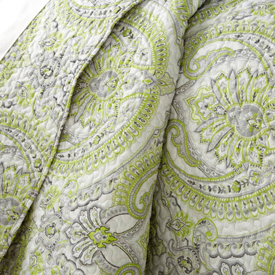 Details and Print Pattern of Pure Melody Quilt Set in Green#color_pure-melody-green