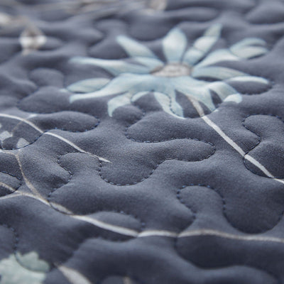Details and Print Pattern of Secret Meadow Quilt Set in Blue#color_secret-meadow-blue