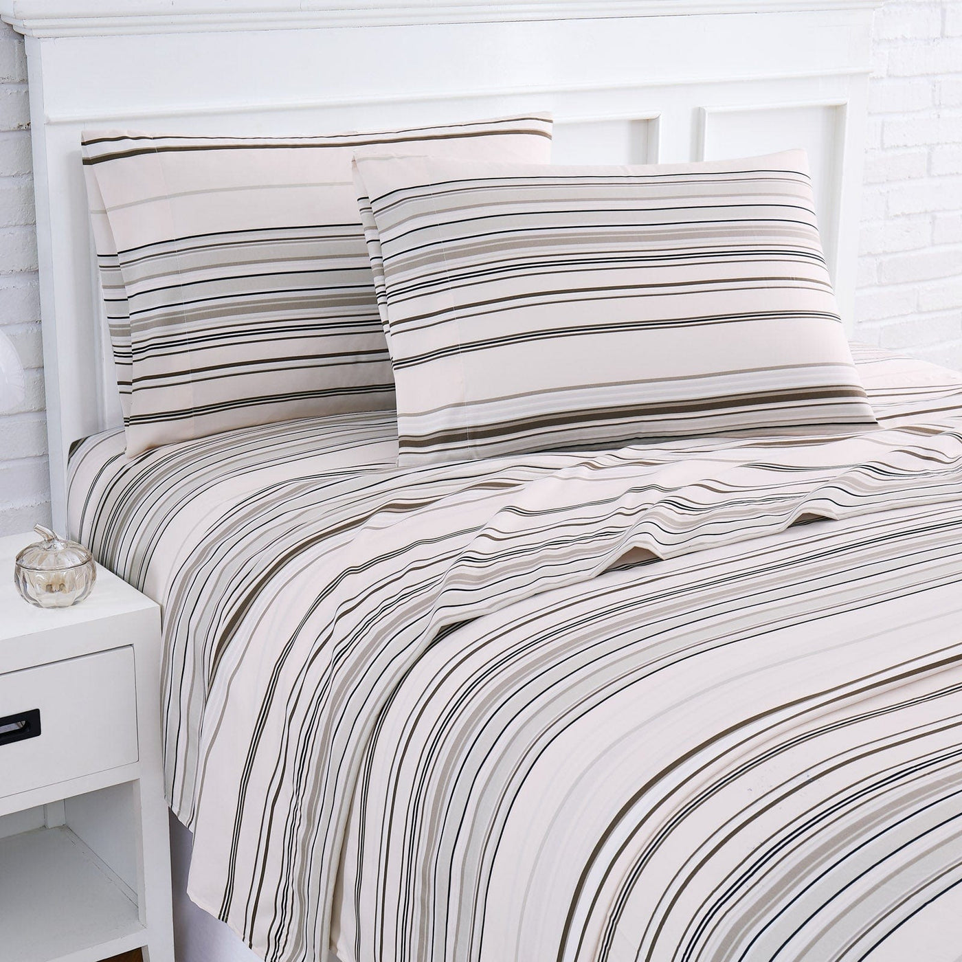 Coastal Stripes Sheet Set in Taupe#color_coastal-taupe