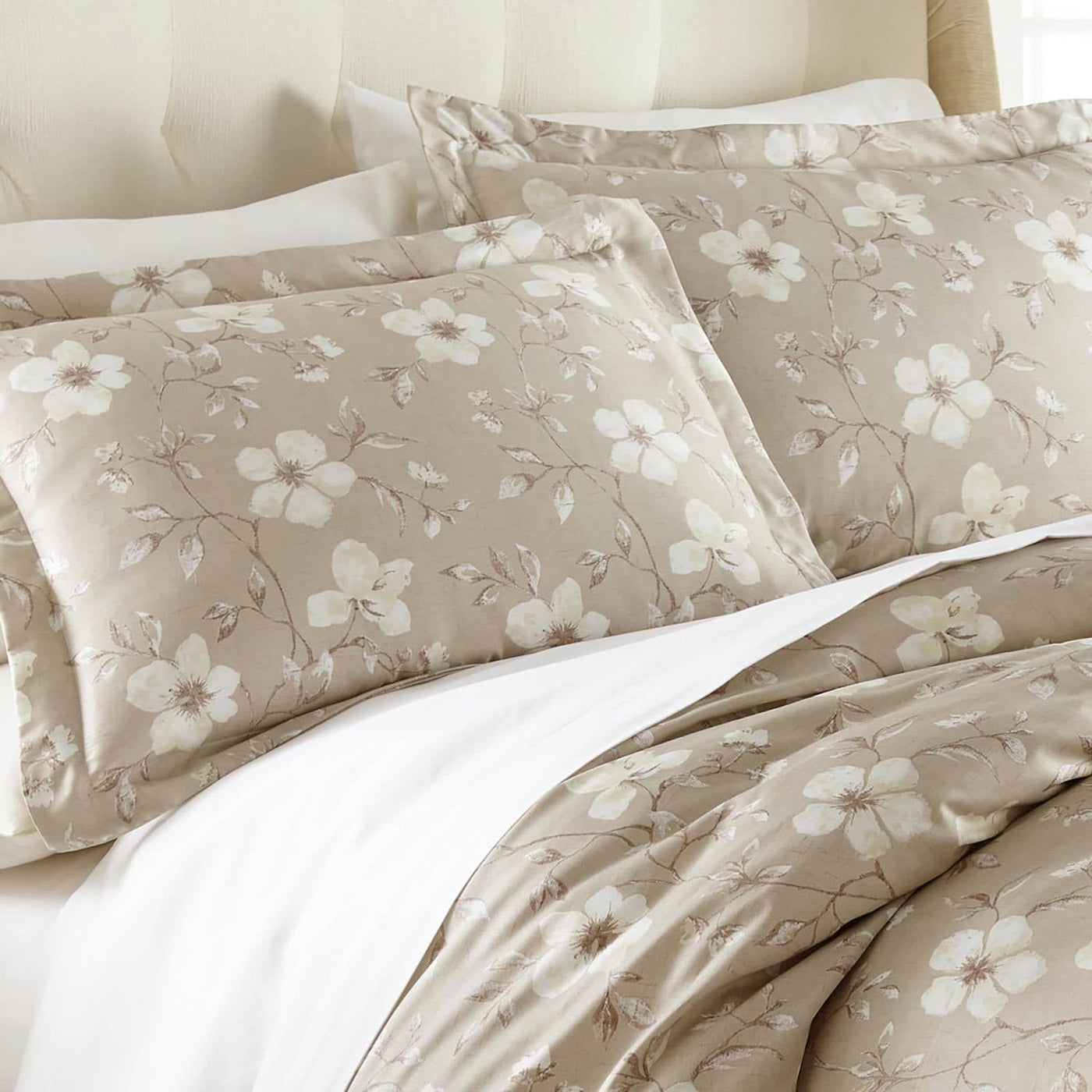 Mystic Garden Reversible Cotton Duvet Set in Mystic Taupe Grey#color_mystic-taupe-grey