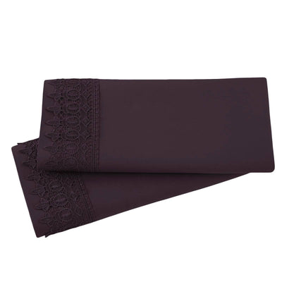 Vilano Lace Hem Pillow Case in Purple Stack Together#color_vilano-purple