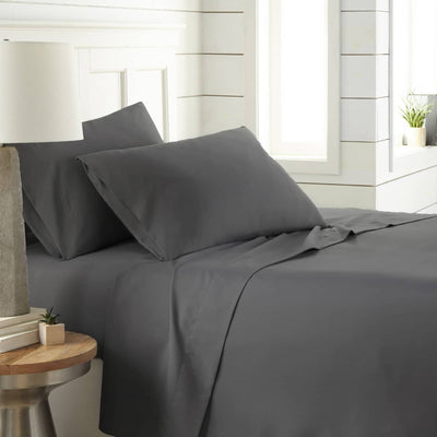 Angled View of Southshore Essentials 4-Piece Sheet Set in Slate#color_slate