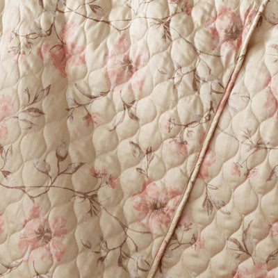 Details and Print Pattern of Mystic Garden Quilt Set in Soft Sand#color_mystic-soft-sand