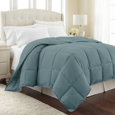 Side View of Vilano Down Alternative Comforter in Steel Blue#color_vilano-steel-blue