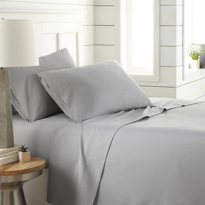 Angled View of Southshore Essentials 4-Piece Sheet Set in Steel Grey#color_steel-grey
