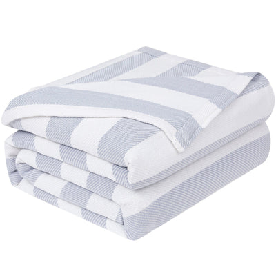 Folded Striped Cotton Blankets and Throws in Lunar Grey#color_striped-lunar-grey