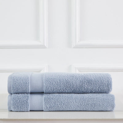 2 Piece of Super-Plush Bath Sheets in Blue Stack Together#color_medium-weight-classic-towel-blue