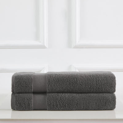 2 Piece of Super-Plush Bath Sheets in Charcoal Stack Together#color_medium-weight-classic-towel-charcoal