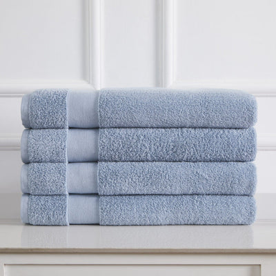 4 Piece of Super-Plush Bath Towel in Blue Stack Together#color_medium-weight-classic-towel-blue