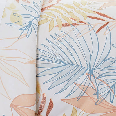 Details and Print Pattern of Tropic Leaf Comforter Set in Cream#color_tropic-leaf-cream