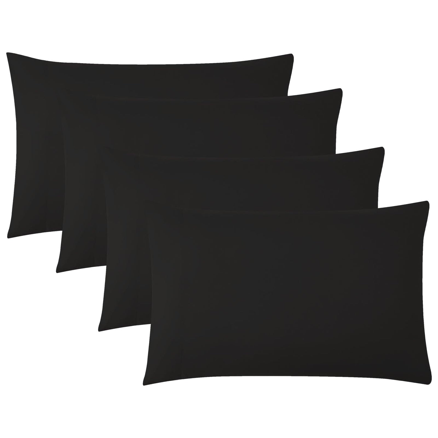Top View of Vilano 4PC Pillowcase Set in Black#color_vilano-black