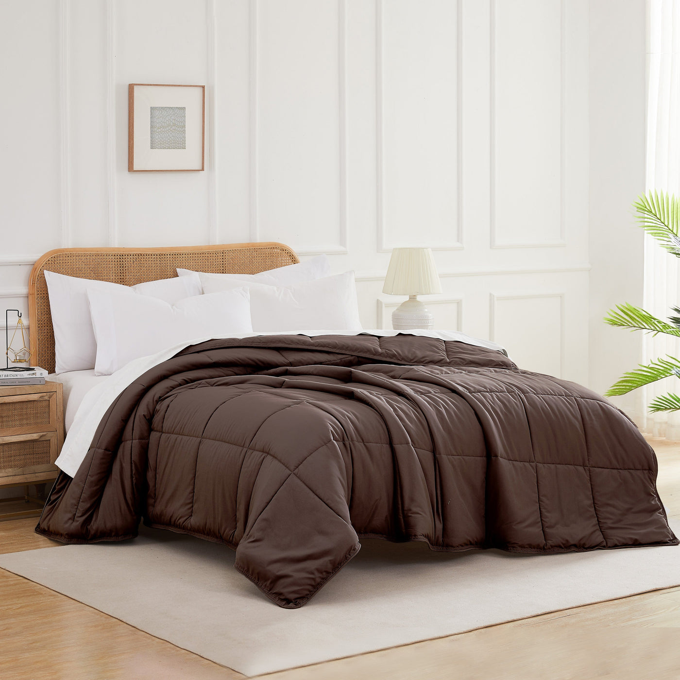 Side View of Vilano Down Alternative Comforter in brown#color_vilano-brown