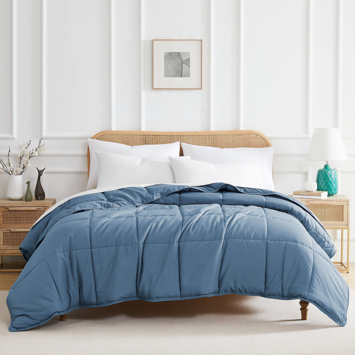 Front View of Vilano Down Alternative Comforter in coronet-blue#color_vilano-coronet-blue