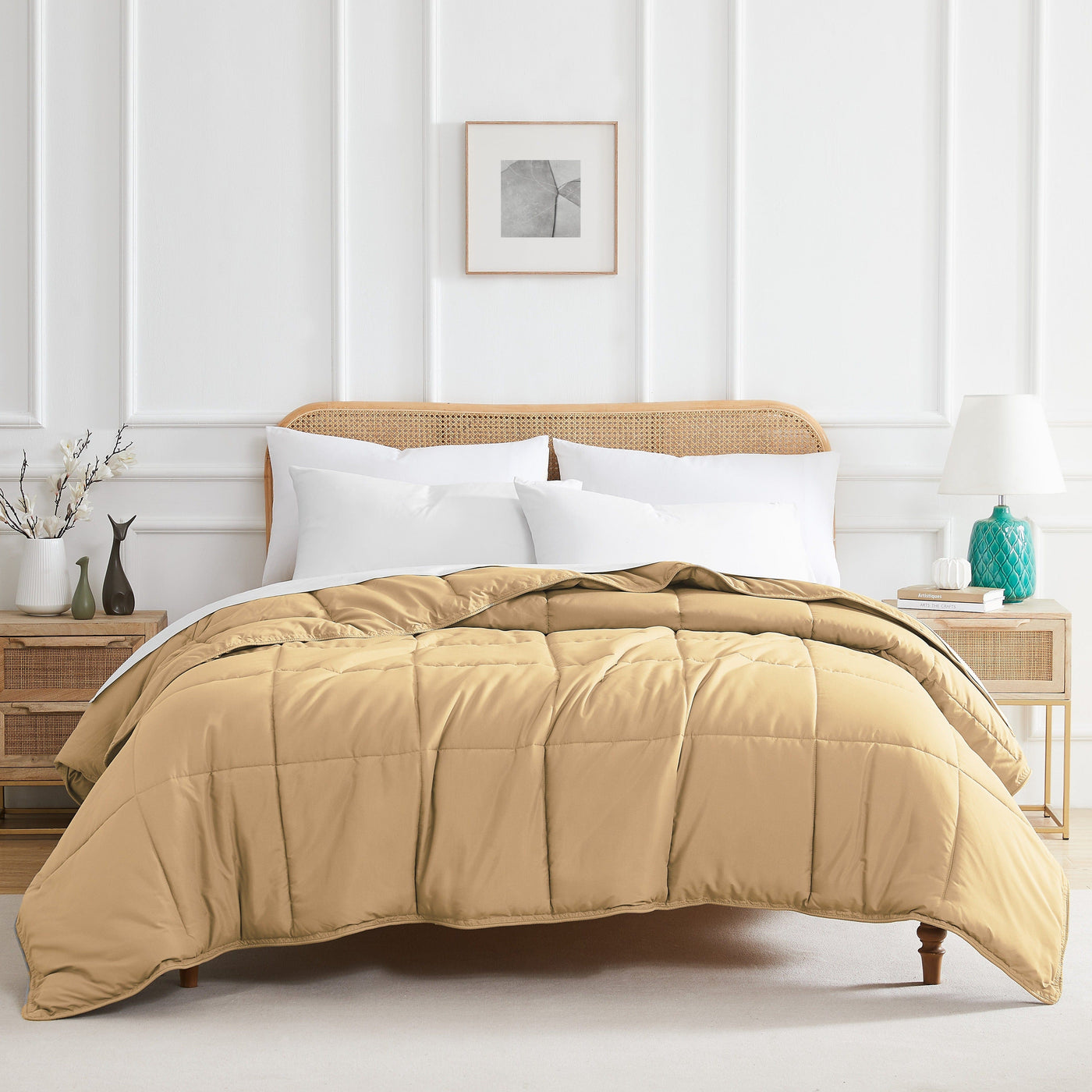 Front View of Vilano Down Alternative Comforter in gold#color_vilano-gold