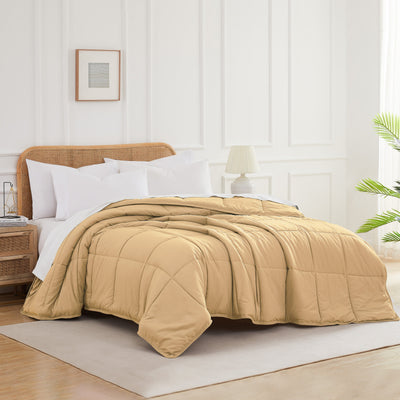Side View of Vilano Down Alternative Comforter in gold#color_vilano-gold