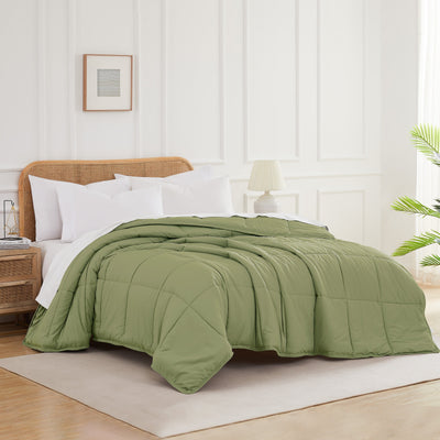 Side View of Vilano Down Alternative Comforter in sage-green#color_vilano-sage-green