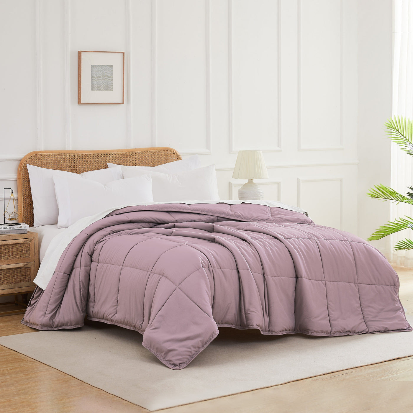 Side View of Vilano Down Alternative Comforter in lavender#color_vilano-lavender