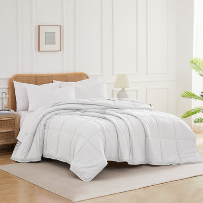 Side View of Vilano Down Alternative Comforter in white#color_vilano-white