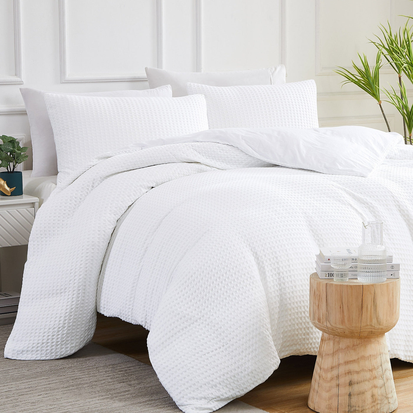 Waffle Duvet Cover Set in White#color_waffle-white
