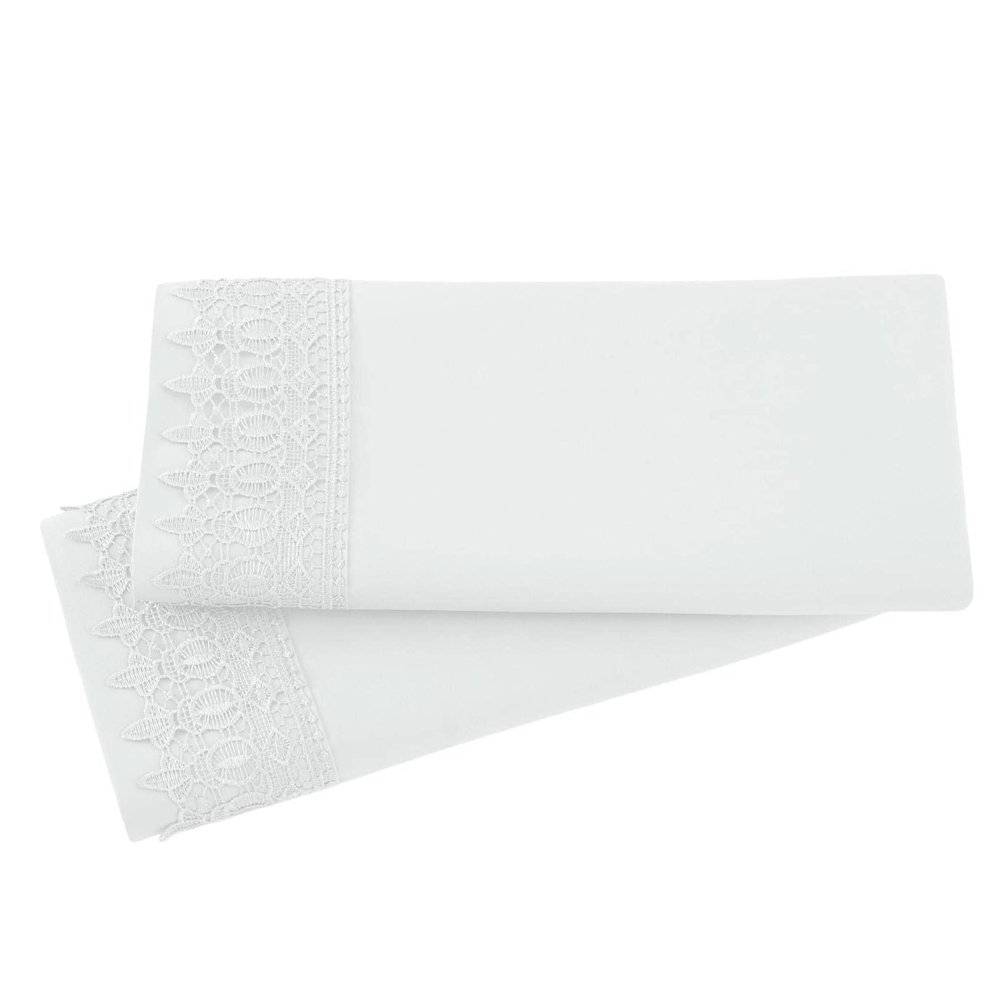 Vilano Lace Hem Pillow Case in White Stack Together#color_vilano-bright-white