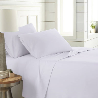 Angled View of Southshore Essentials 4-Piece Sheet Set in White#color_bright-white