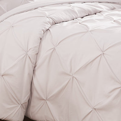 Details and Texture of Pintuck Pinch Pleated Duvet Cover Set in Bone#color_vilano-bone