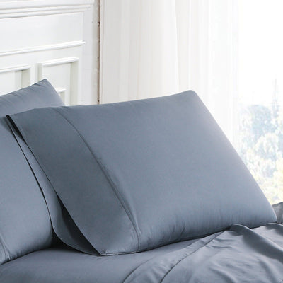 Percale Pillow Cases in Color Steel Blue#color_percale-steel-blue