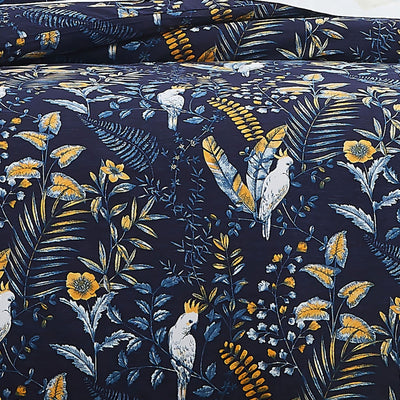 Details and Print Pattern of Paradise Duvet Cover Set in Blue#color_paradise-blue