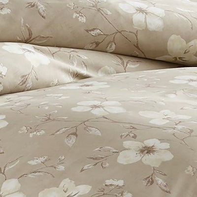 Details and Print Pattern of Mystic Garden Duvet Set in Grey#color_mystic-taupe-grey