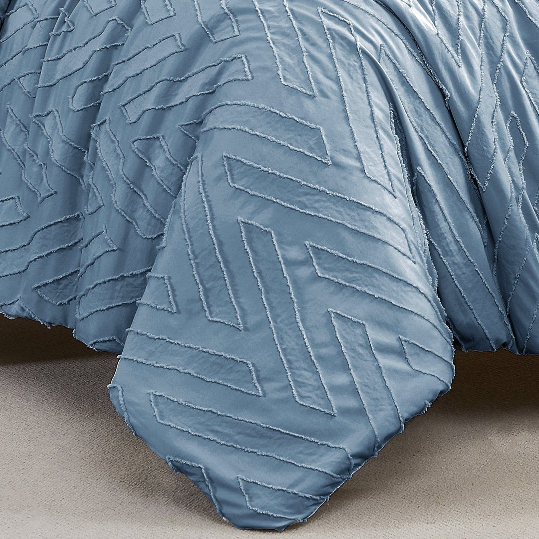 Sleepdown Bettwäsche Set Chevron-Jacquard – Zickzack-Muster, Super-Kingsize 220x260 Cm
