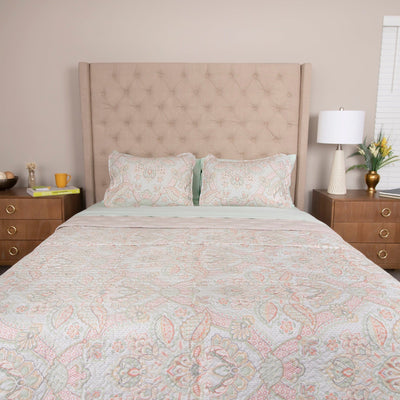 Front View of Enchantment Quilt Set in Coral#color_enchantment-coral