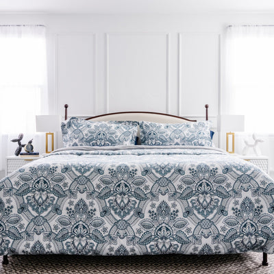 Front View of Enchantment Comforter Set in Blue#color_enchantment-blue