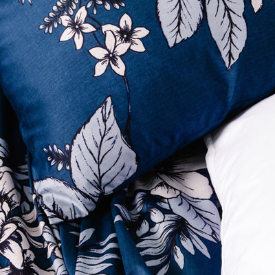 Details of Flora Pillow Case in Blue#color_flora-blue