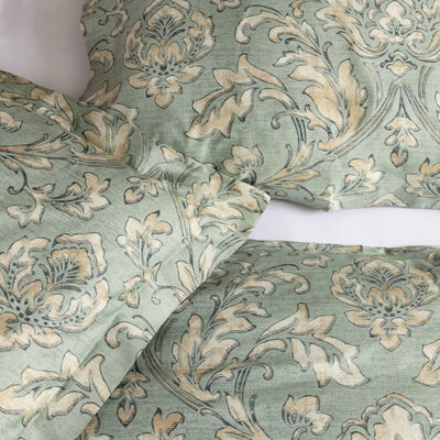 Details and Print Pattern of French Garden Duvet Cover Set in Green#color_french-garden-green