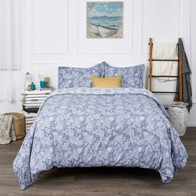 Front View of Perfect Paisley Reversible Comforter Set in Blue#color_perfect-paisley-blue