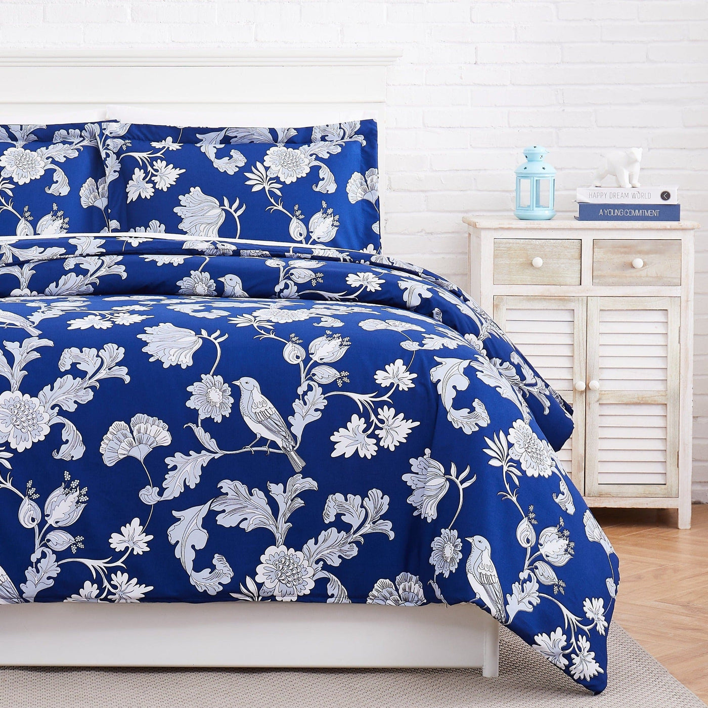 Front View of Early Spring Duvet Cover Set in Blue#color_early-spring-blue