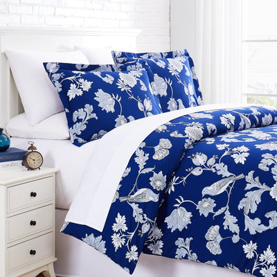 Side View of Early Spring Duvet Cover Set in Blue#color_early-spring-blue