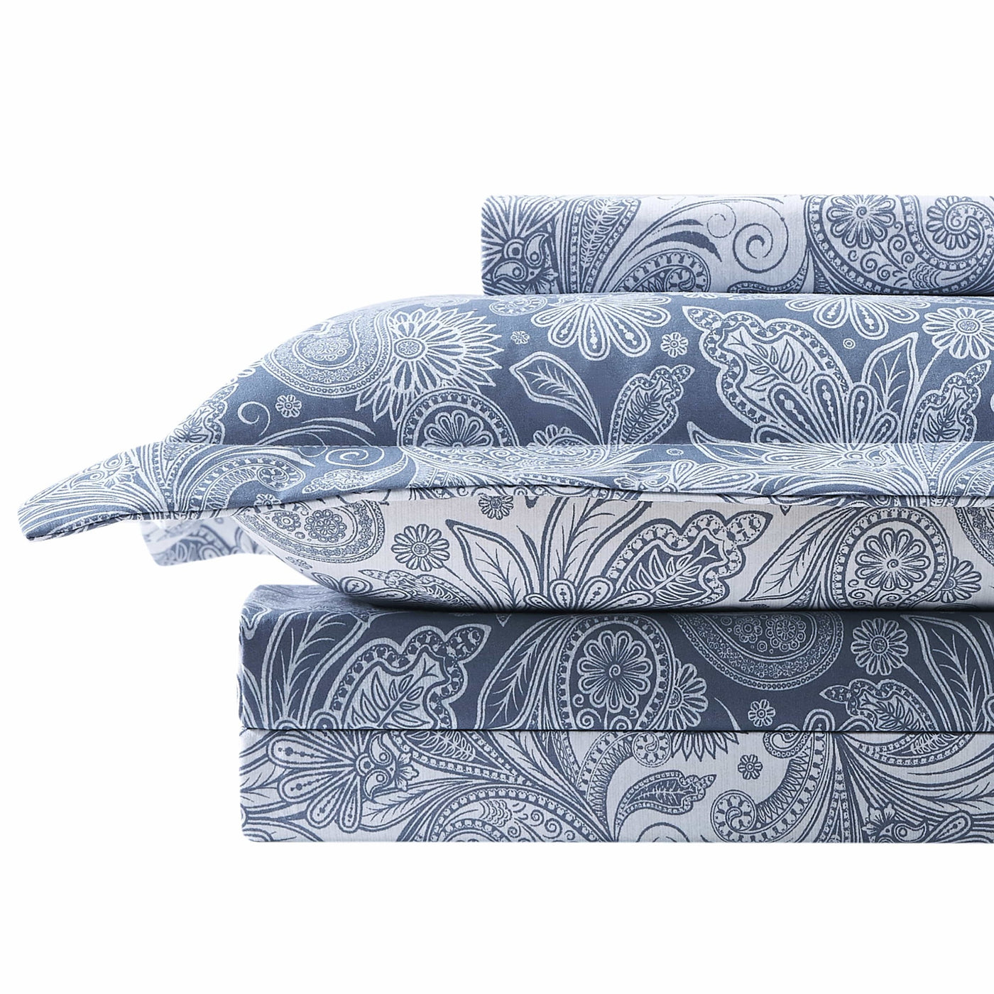 Perfect Paisley Reversible Duvet Cover Set in Blue Stack Together#color_perfect-paisley-blue