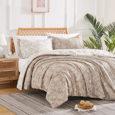 Side View of Perfect Paisley Reversible Duvet Cover Set in Taupe#color_perfect-paisley-taupe