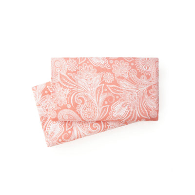 Details and Prints of Perfect Paisley Sheet Set in Coral#color_perfect-paisley-coral-haze-with-white